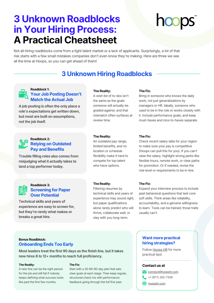 3 Unknown Hiring Roadblocks Cheatsheet